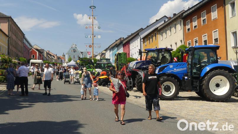 Unterm Maibaum war beim Bauernmarkt viel Technik platziert. Bild: Walther Hermann