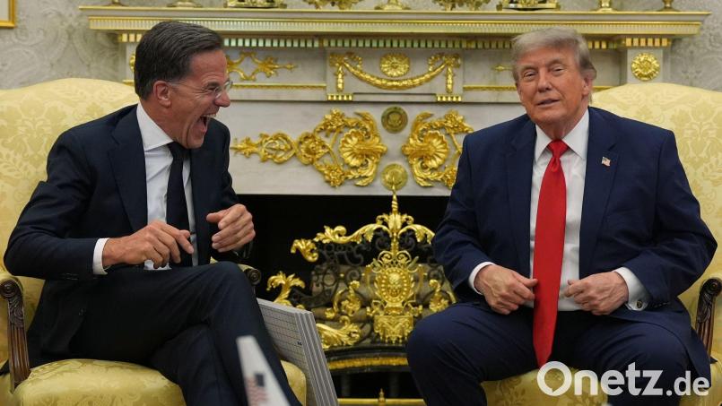 US-Präsident Trump lobt Nato-Generalsekretär Rutte. Bild: Jacquelyn Martin/AP/dpa