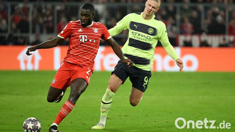 Trafen das letzte Mal 2023 aufeinander: Frankreichs Dayot Upamecano (l) und Erling Haaland. Bild: Sven Hoppe/dpa