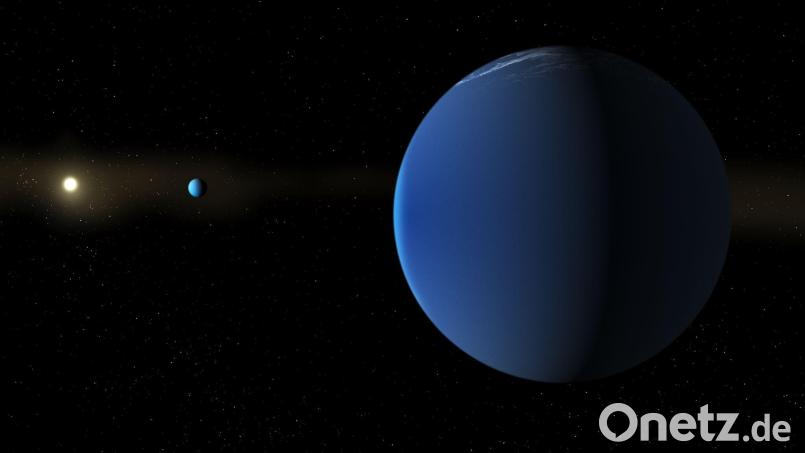 Der Stern TOI-791 und die beiden ihn umrundenden Riesenplaneten. Bild: Daniel Rutter/NASA/dpa