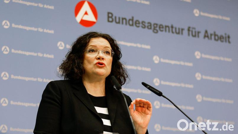 Die Vorstandsvorsitzende der Bundesagentur für Arbeit, Andrea Nahles, hält eine Erhöhung des Beitragssatzes zur Arbeitslosenversicherung für möglich. (Archivbild) Bild: Daniel Löb/dpa
