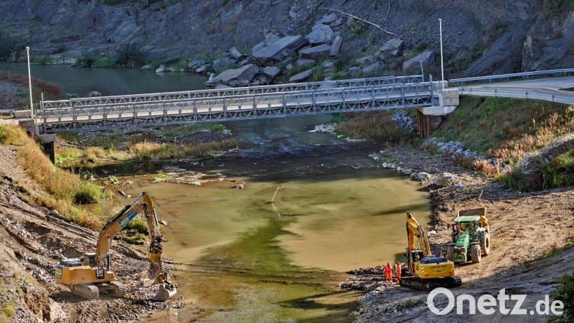 Aufbauarbeiten nach der Ahrtal-Flut. Hochwasser hemmen die wirtschaftliche Entwicklung. (Archivbild) Bild: Thomas Frey/dpa