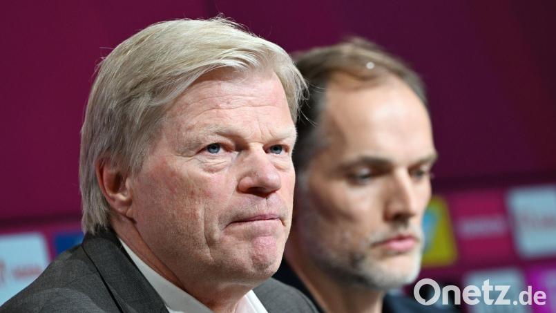 Arbeiteten einst in München zusammen: Der ehemalige Bayern-Vorstand Oliver Kahn (l) und der heutige englische Nationaltrainer Thomas Tuchel. (Archivbild) Bild: Angelika Warmuth/dpa
