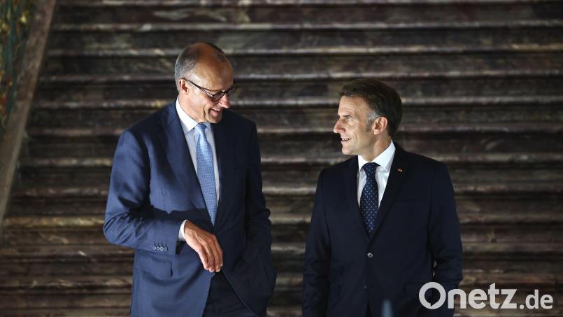 Merz und Macron haben die große Bedeutung der deutsch-französischen Zusammenarbeit für Europa betont, nicht nur in Verteidigungsfragen. Bild: Oliver Berg/dpa