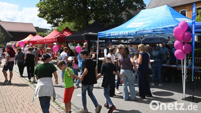 Gut frequentiert waren die Info-Stände der Poppenrichter Vereine und Verbände am Jubiläumsfest. Bild: Gerhard Franz