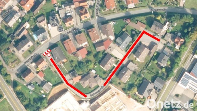 Die Sudetenstraße in Auerbach wird wegen Kanalsanierungsarbeiten bis zum 21. August gesperrt. Grafik: Stadt Auerbach