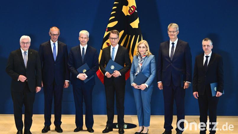 Merz hat sein Kabinett neu aufgestellt. Bild: Sebastian Gollnow/dpa