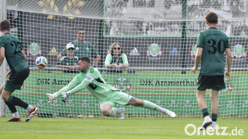 Das war das Tor zum 1:1-Ausgleich für Hof, unhaltbar für Torhüter Christopher Sommerer von der DJK Ammerthal. Bild: Hubert Ziegler