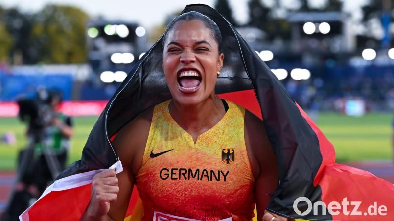 Kugelstoß-Olympiasiegerin Yemisi Mabry freute sich über EM-Bronze. Bild: Sven Hoppe/dpa