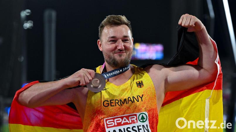 Henrik Janssen gewann als erster deutscher Diskuswerfer seit zwölf Jahren eine EM-Medaille. Bild: Sven Hoppe/dpa