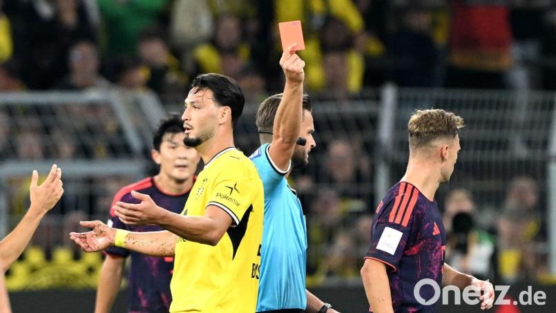 Ramy Bensebaini ist im Franz-Beckenbauer-Supercup vom Platz geflogen. Bild: Federico Gambarini/dpa