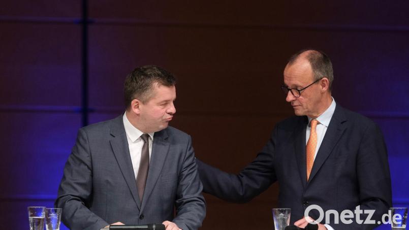 CDU-Chef Friedrich Merz kommt nach Sachsen-Anhalt, um CDU-Spitzenkandidat Sven Schulze im Wahlkampf zu unterstützen. (Archivfoto) Bild: Sebastian Willnow/dpa