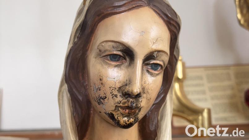 So sieht die Marienfigur in Eichelberg nach (!) der Reinigung aus. Bild: Polizeiinspektion Nittendorf