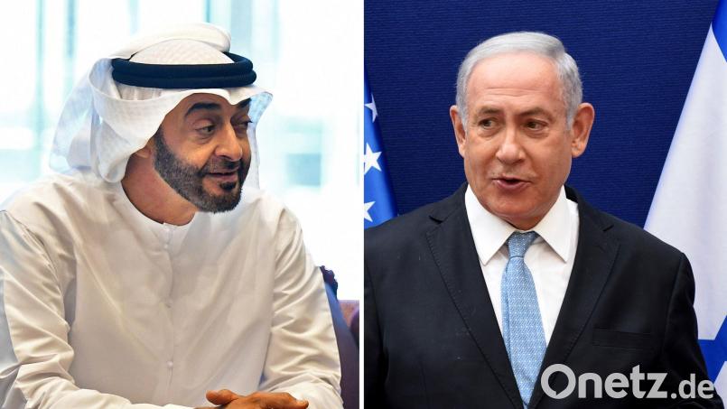 Der emiratische Präsident Mohammed bin Sajid (l) und der israelische Ministerpräsident Benjamin Netanjahu. (Archivbilder) Bild: Debbi Hill/Pool UPI/AP/dpa