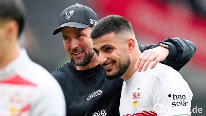 Baut voll auf Deniz Undav (r.): VfB-Trainer Sebastian Hoeneß. (Archivbild) Bild: Uwe Anspach/dpa