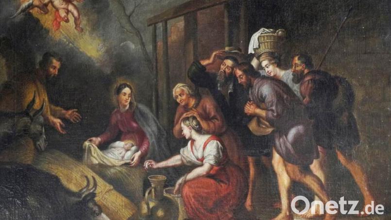 Ein Ölgemälde in der Schlosskapelle Zangenstein zeigt das Geschehen der heiligen Nacht. Bild: Günter Moser