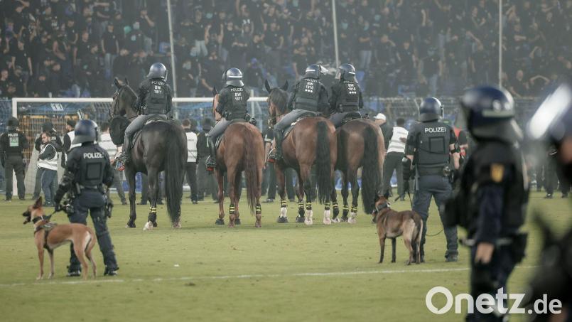Beim DFB-Pokalspiel in Mannheim war ein großes Polizeiaufgebot im Einsatz. (Archivbild) Bild: Foto Huebner/dpa
