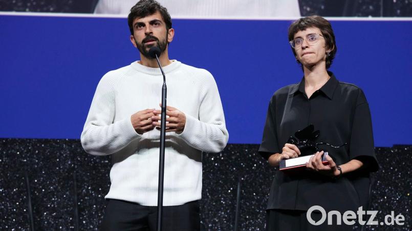 Yuval Abraham (l) und Rachel Szor bei den Filmfestspielen in Venedig. Bild: Scott A Garfitt/Invision/AP/dpa
