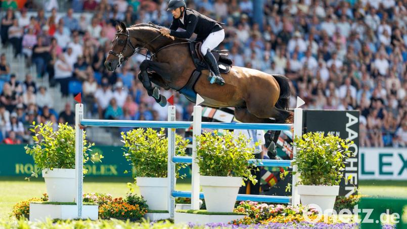 Richard Vogel hatte durch den Sieg beim Großen Preis von Aachen die Chance auf den Jackpot. Bild: Stefan Lafrentz/dpa