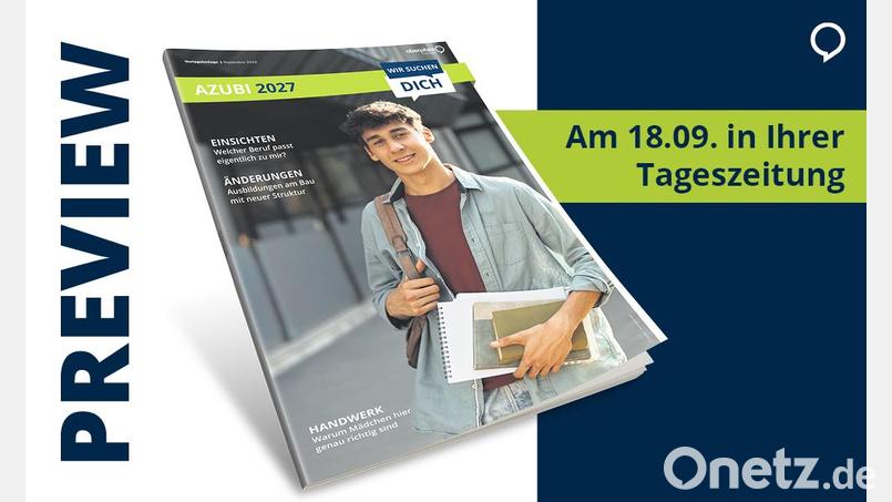 Azubi 2027: Von der ersten Berufsorientierung über die Suche nach dem passenden Ausbildungsplatz bis hin zum gelungenen Einstieg ins Berufsleben begleitet die Beilage junge Menschen Schritt für Schritt auf ihrem Weg. Grafik: Agentur PR & Content