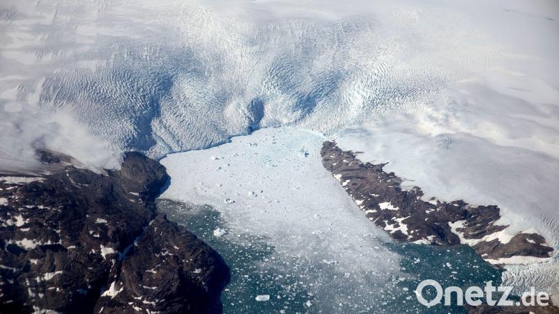 Eisberge brechen von einem Gletscher in einen Fjord in Grönland ab Bild: David Goldman/AP/dpa
