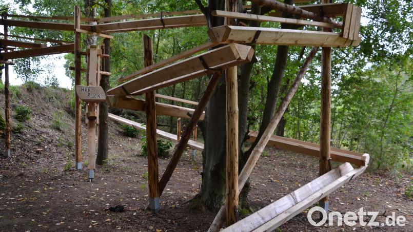 Die Holzkugelbahn ist eine der neuen Attraktionen im Moosbacher Generationenpark. Bild: Peter Garreiss