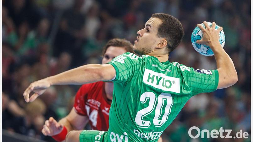 Nationalspieler Tim Freihöfer erzielte acht Tore für die Füchse gegen Burgan (Archivbild) Bild: Andreas Gora/dpa