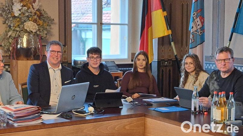 Projektleiter Bernd Bischoff, Jakob Schneider, Anna Lang und Saskia Pompowski (von links) erläutern den Stadträten die Ergebnisse aus dem Projekt "Insight Neunburg" Bild: Elfriede Weiß