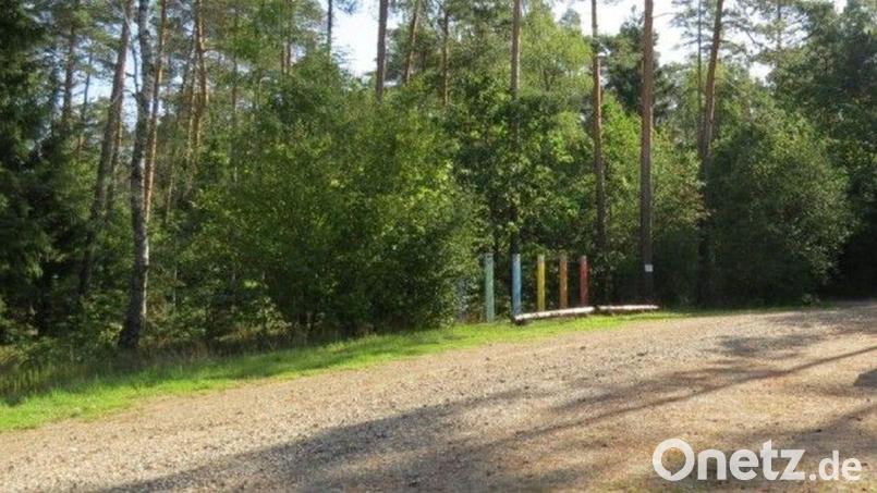 Auf diesem Parkplatz direkt neben dem Edelsfelder Sportplatz haben am Samstag, 5. September, drei Unbekannte auf einen 21-Jährigen mit einer Paintball-Pistole geschossen. Er wurde dabei an den Augen schwer verletzt. Die Kriminalpolizei hat bislang keine Hinweise zur Tat bekommen, obwohl nebenan ein Fußballspiel stattfand. Bild: Kriminalpolizei Amberg