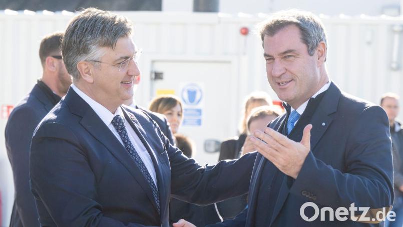 Markus Söder reist zu einem Treffen mit Kroatiens Premier nach Zagreb. (Archivbild) Bild: Peter Kneffel/dpa