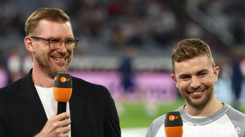 Letzter gemeinsamer Auftritt als TV-Experten: Per Mertesacker (l) und Christoph Kramer. Bild: Christian Charisius/dpa