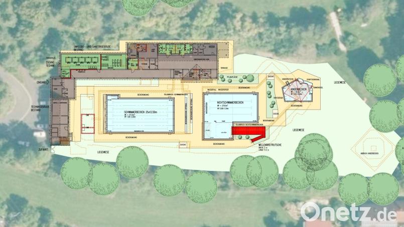 So soll das Freibad in Illschwang, nach Abschluss der Sanierung, aussehen. Bild: Norbert Weis