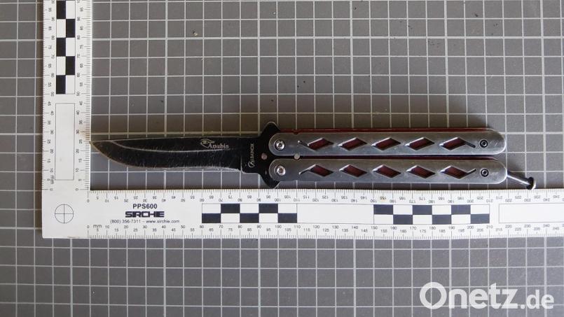 Die Beamten entdeckten das Butterflymesser in der Seitenablage. Symbolbild: Bundespolizei