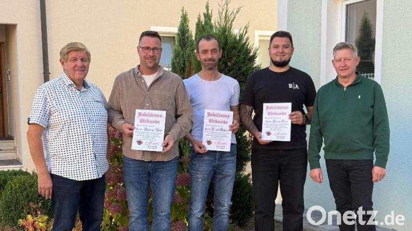 Von links: Herbert Heyd, Matthias Seidl, Manuel Haberkorn, Marcel Meier und Michael Heyd. Bild: Malerbetrieb Heyd