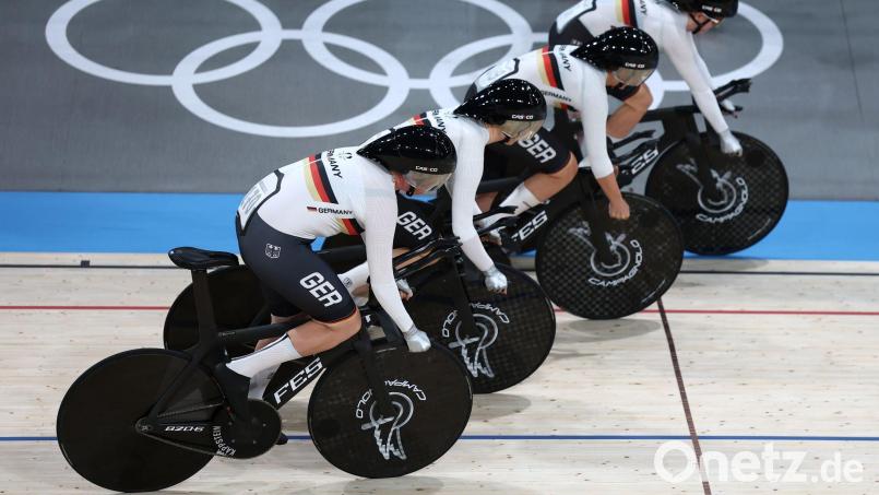 Gibt es wieder eine Medaille für Deutschland in der Mannschaftsverfolgung. (Archivbild) Bild: Jan Woitas/dpa