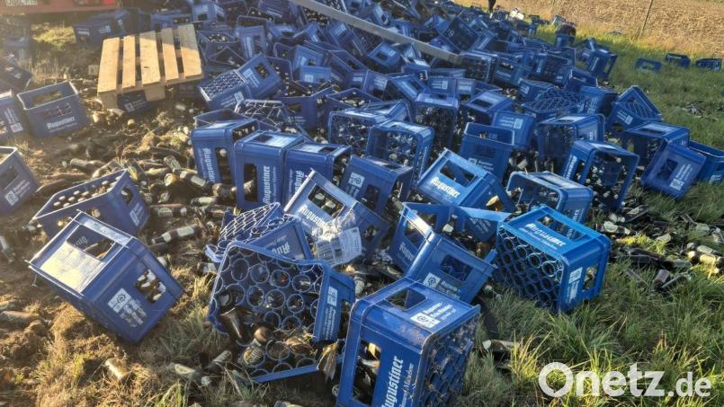 Die Ladung landete im Grünstreifen. Bild: PANSUEVIA/dpa