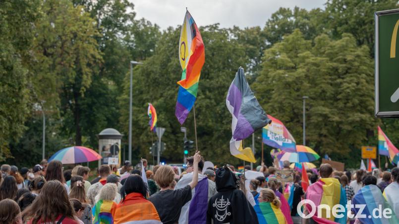 Aus Sicherheitsgründen musste der Christopher Street Day in diesem Jahr in Amberg auf einer geänderten Route stattfinden. Die Menschen ließen sich nicht von Hass und Gewalt abhalten, ein Zeichen für Vielfalt zu setzen. Archivbild: Marina Gube