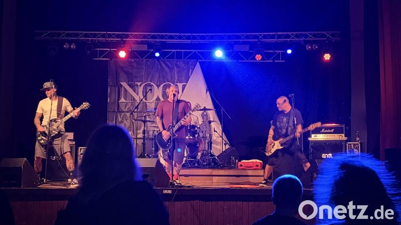 Energiereicher, lauter Punk-Rock: Die Band "Noopinion" riss mit ihrer Musik nicht nur das Publikum mit, sondern bei ihrem wilden Auftritt auch das eigene Banner ab. Bild: Sarah Piekacz