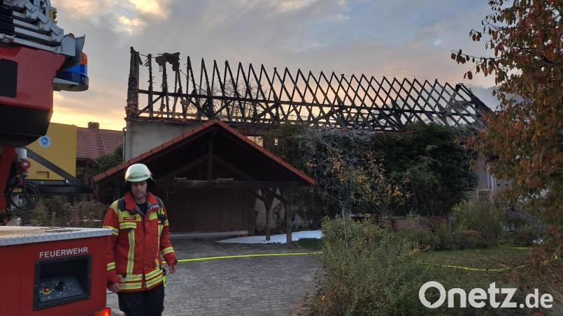 Ein Großbrand in Illschwang zerstörte am Freitag eine Garage und eine benachbarte Scheune. Laut Polizei ist vermutlich ein Kurzschluss am zuvor benutzten Rasenmäher die Ursache des Feuers. Bild: Kreisbrandinspektion Amberg-Sulzbach