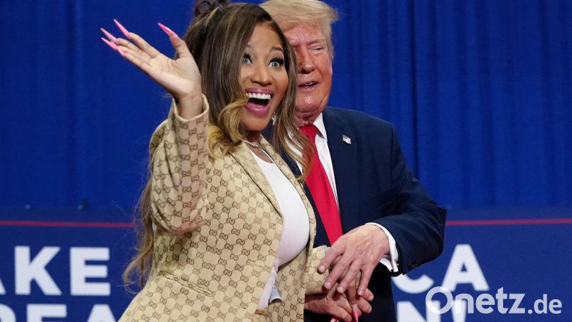 Rapperin Nicki Minaj hat als großer Trump-Fan ihren „Lieblingspräsidenten“ beim Wahlkampf unterstützt. Bild: Julia Demaree Nikhinson/AP/dpa