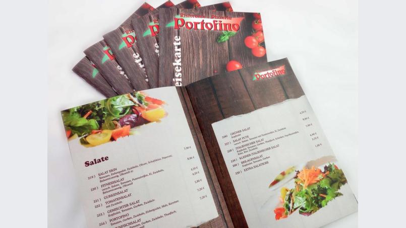 Neu gestaltete Speisekarten. Bild: exb