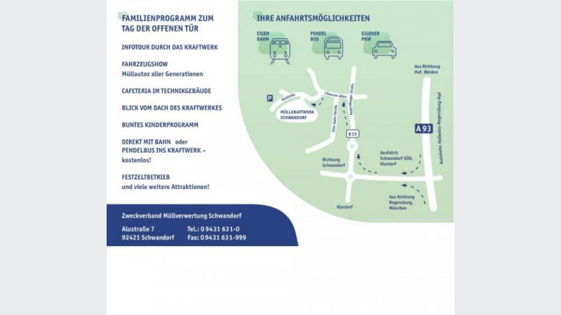 So kommen Besucher zum Müllkraftwerk Schwandorf. Grafik: ZMS