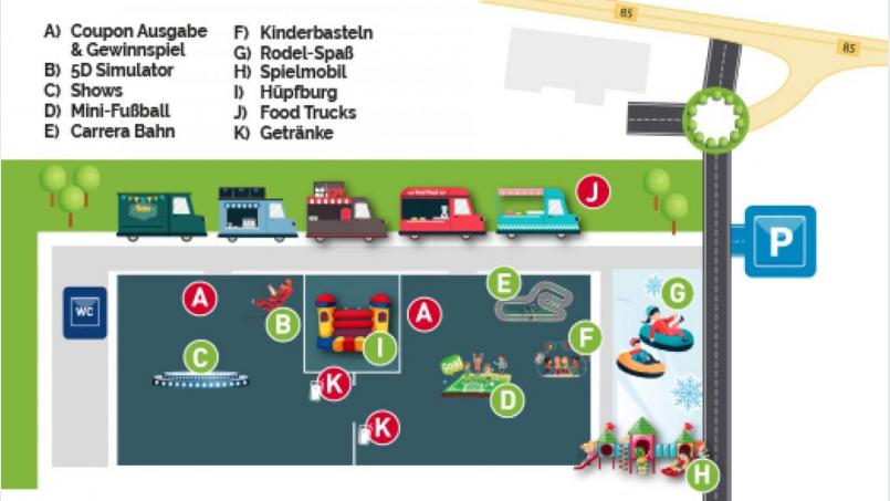Überall auf dem Firmengelände gibt&#039;s Action. Bild: exb