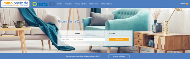 Startseite von immo.onetz.de Bild: exb