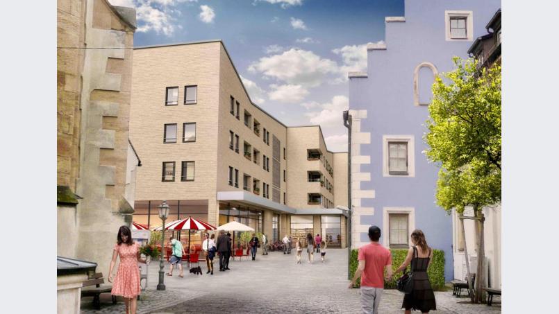 Die Gebäudestruktur nimmt das Grundmuster der teils denkmalgeschützten Nachbarbebauung auf. Bild: exb/Ten Brinke