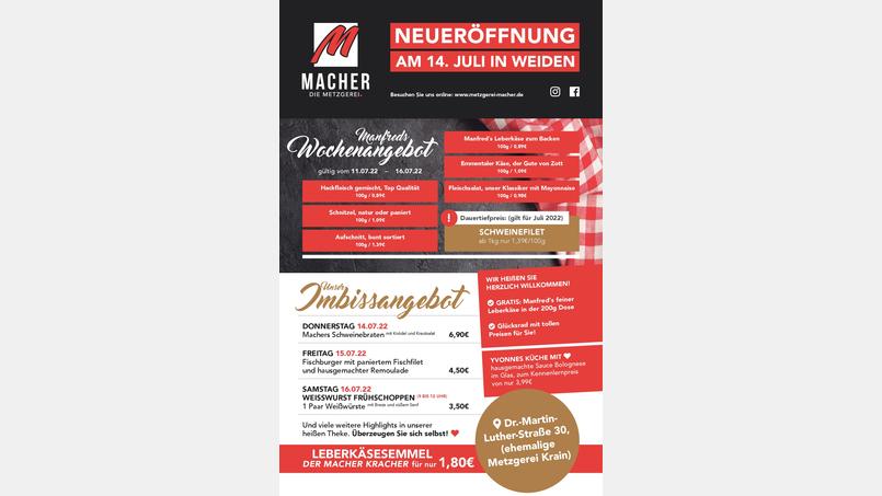 Die Metzgerei Macher präsentiert seinen Kunden zahlreiche Angebote. Bild: Metzgerei Macher