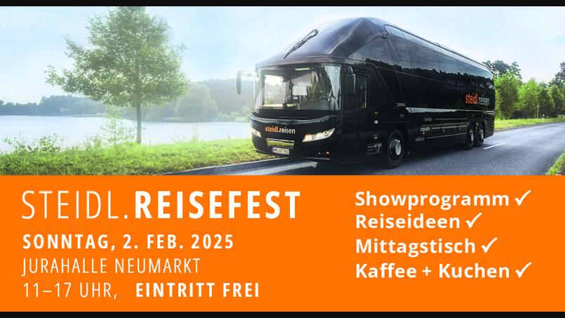 Am 2. Februar findet wieder das Steidl.Reisefest in der Jurahalle statt. Bild: exb