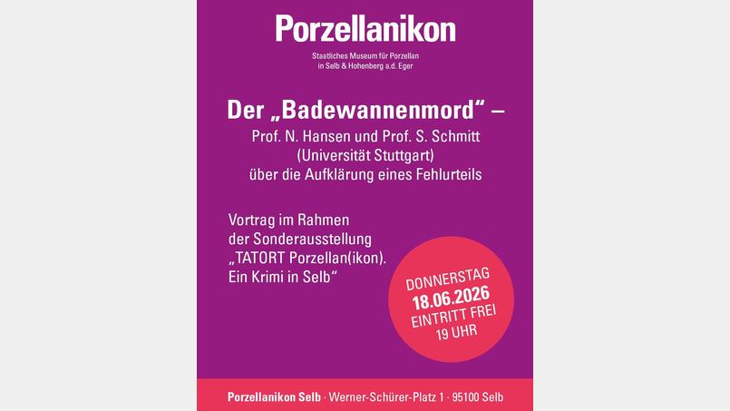 Ein spannender Vortragsabend steht im Porzellanikon am 18. Juni auf dem Programm. Das Thema lautet "Der Badewannenmord". Bild: exb