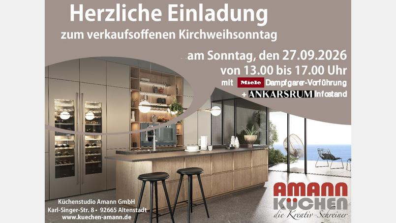 Der verkaufsoffene Kirchweihsonntag bei Küchenstudio Amann hat viel zu bieten. Bild: Küchenstudio Amann