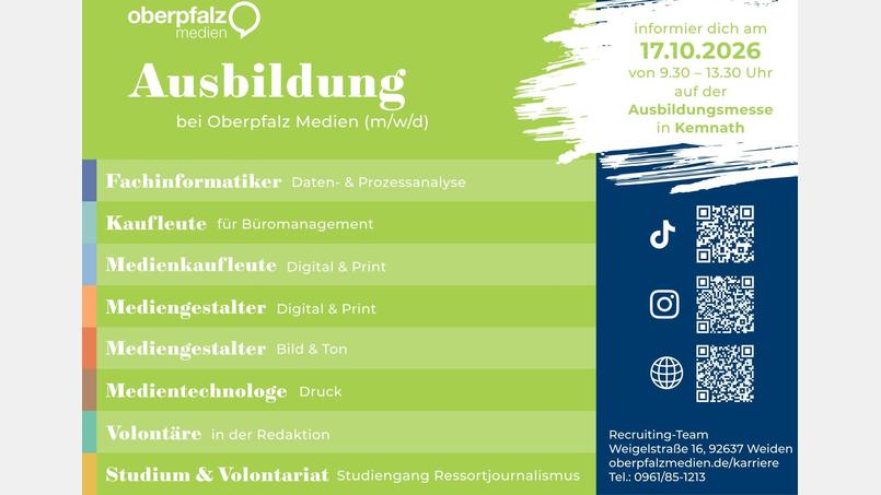 Oberpfalz Medien ist auf der Ausbildungsmesse auch mit dabei. Bild: Oberpfalz Medien